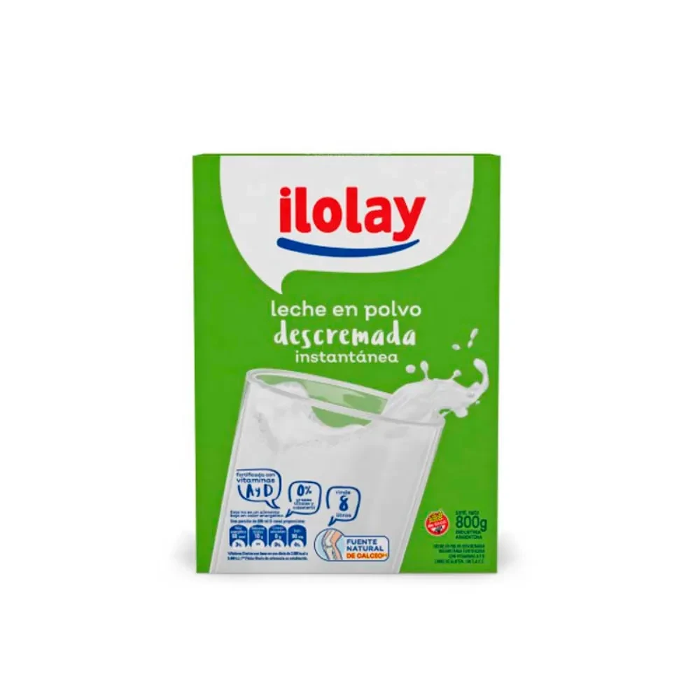 LECHE EN POLVO DESCREMADA ILOLAY 800 G.
